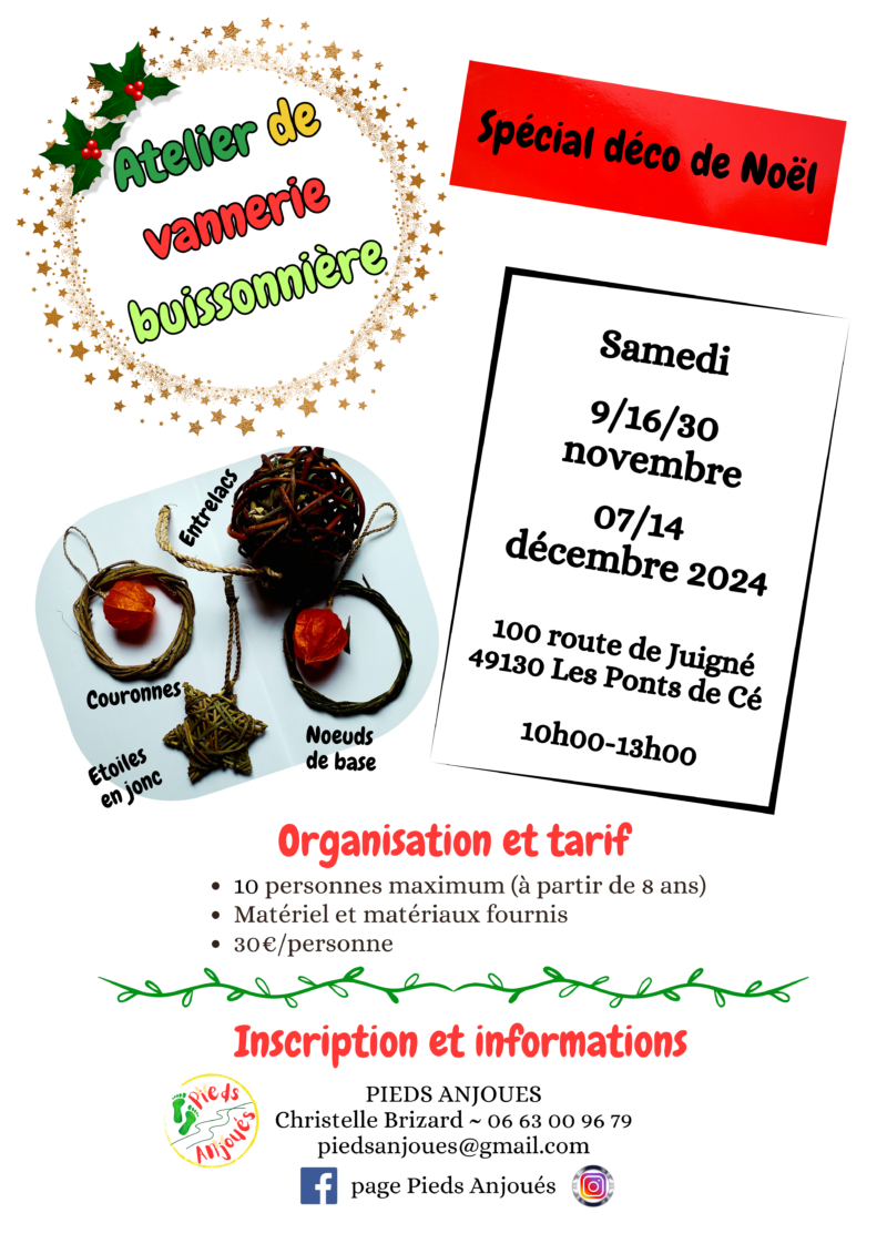 ATELIER DE VANNERIE BUISSONNIÈRE SPÉCIAL DÉCO DE NOËL